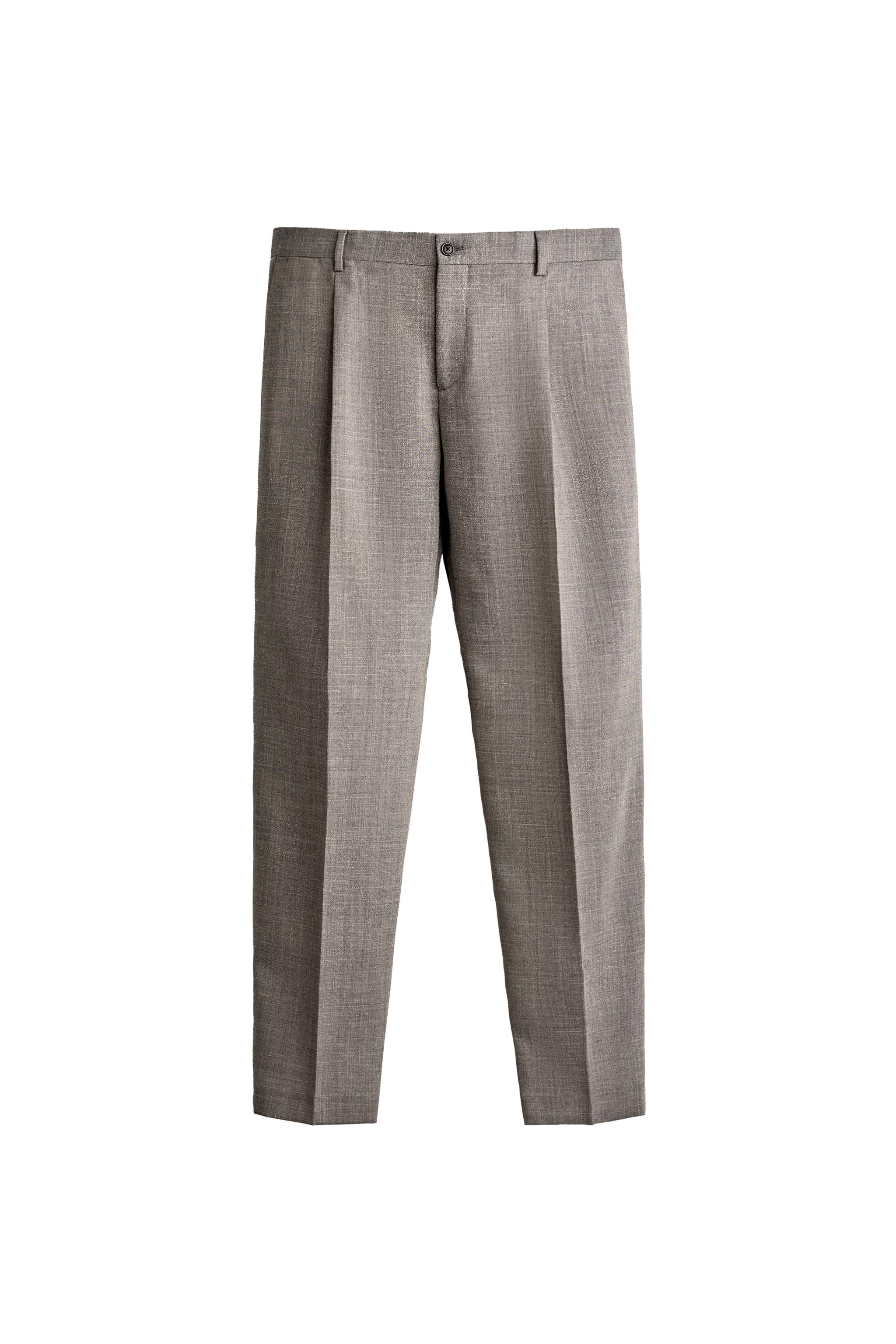 WOOL-BLEND REGULAR FIT TROUSERS